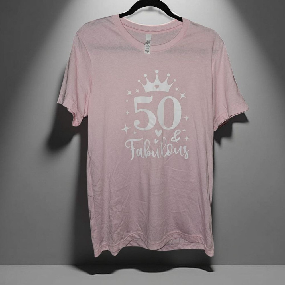 Pink 50 & Fabulous Graphic Short Sleeve Tee M